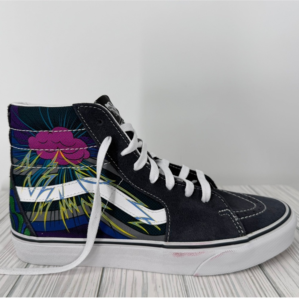 Vans Sk8-Hi Brainworks Dark Navy Black Lightning High Top Sneakers 10W/8.5M